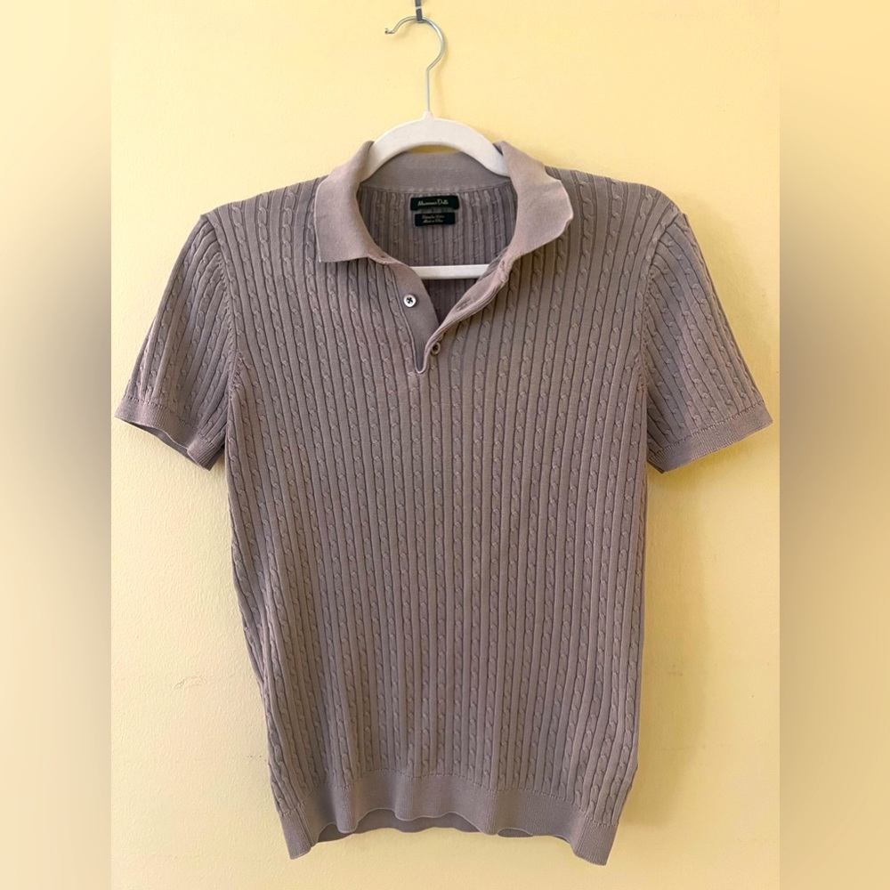 Massimo Dutti - Men’s tan/brown knitted polo